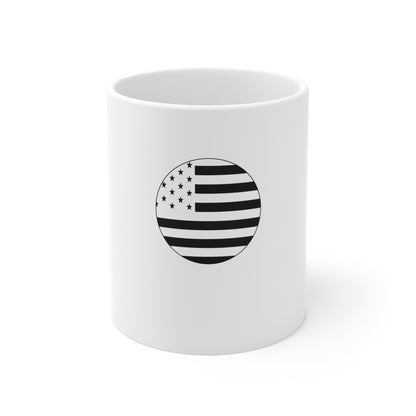Stealth USA Flag Coffee Mug – Blacked Out American Flag Mug – Minimalist Circle Flag Design Cup – Subtle Patriotic Gift Mug Mug 11oz