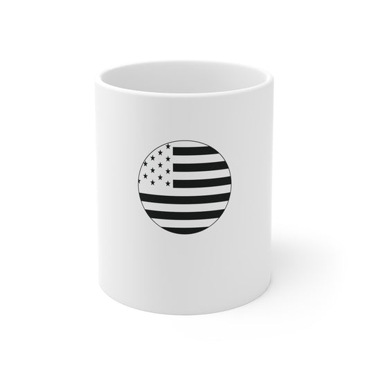 Stealth USA Flag Coffee Mug – Blacked Out American Flag Mug – Minimalist Circle Flag Design Cup – Subtle Patriotic Gift Mug Mug 11oz