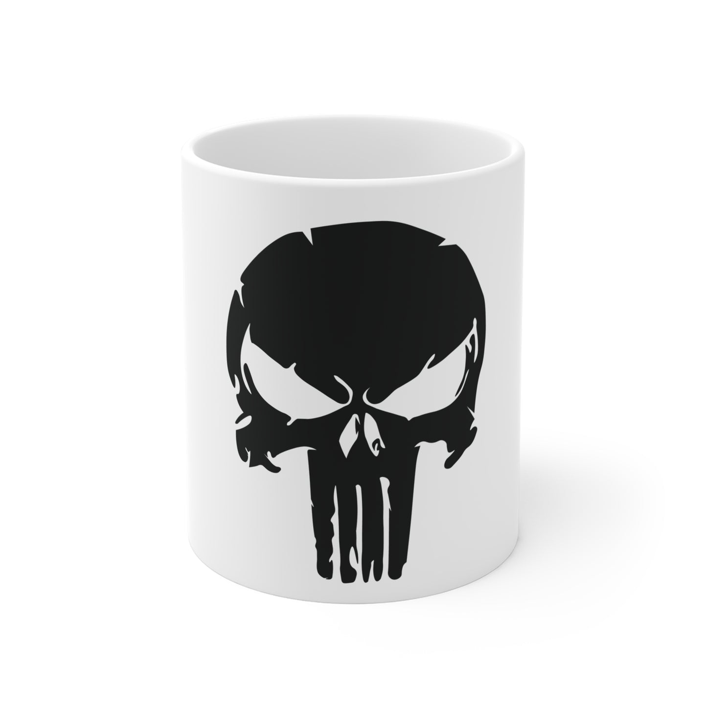 Black Skull Coffee Mug – Bold Minimalist Skull Mug – Dark Aesthetic Coffee Cup – Edgy Gothic Style Mug Mug 11oz