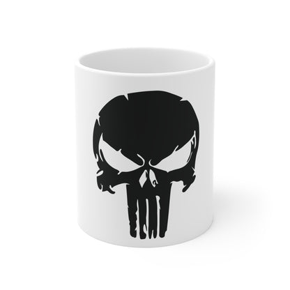 Black Skull Coffee Mug – Bold Minimalist Skull Mug – Dark Aesthetic Coffee Cup – Edgy Gothic Style Mug Mug 11oz