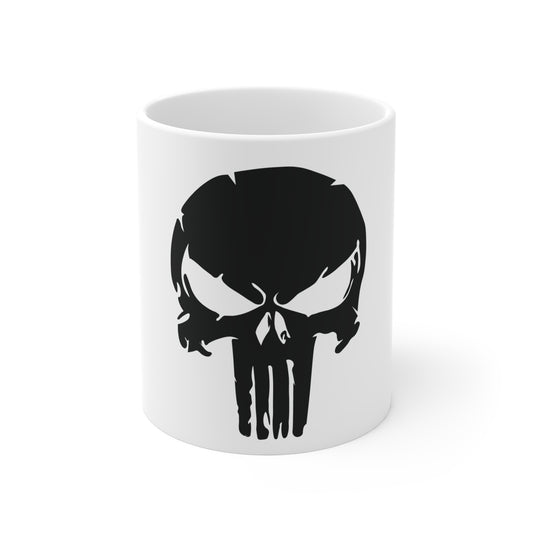 Black Skull Coffee Mug – Bold Minimalist Skull Mug – Dark Aesthetic Coffee Cup – Edgy Gothic Style Mug Mug 11oz