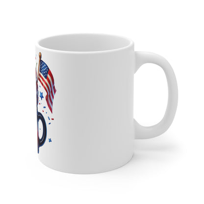 Patriotic Mason Jar Milkshake Coffee Mug – 4th of July Pretzel Dessert Mug – Red White Blue Americana Cup – Festive Sweet Treat Mug – Gift Mug Patriotic Red White Blue Dessert Mug – 11oz 4th of July...