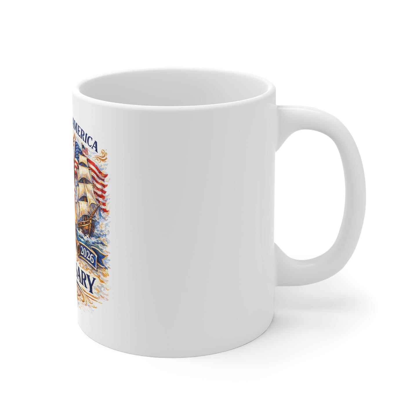 250th Anniversary USA Coffee Mug — Patriotic Independence Day Eagle & Flag 1776–2026