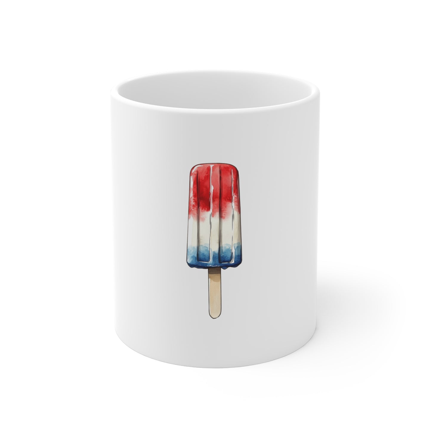 Popsicle Mug — Patriotic Red, White & Blue Ice Pop Ceramic Coffee Cup (11 oz)
