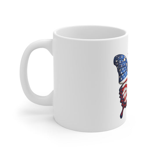 American Flag Butterfly Coffee Mug – Premium Patriotic Wings Mug with Gold Detail – Red White Blue USA Freedom Cup American Flag Butterfly Mug — Patriotic 11 oz Coffee Cup