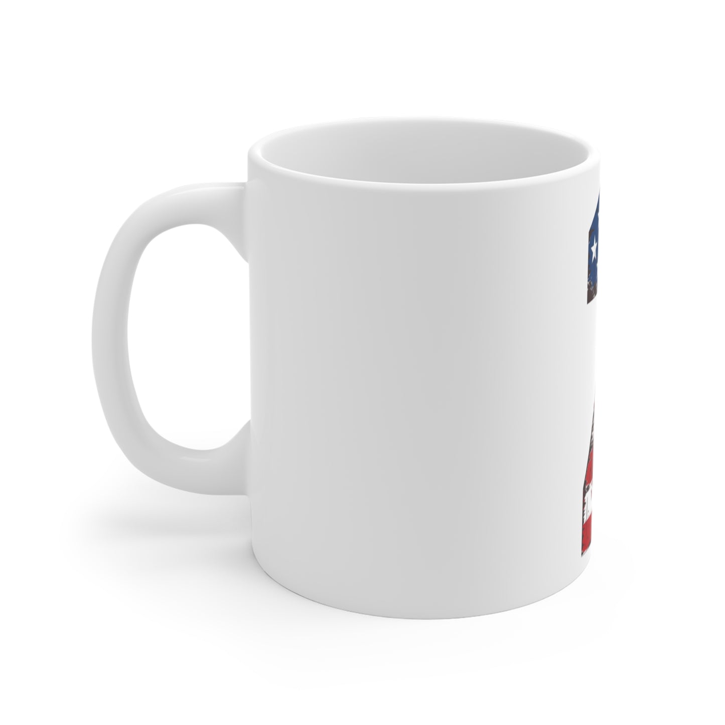 Distressed American Flag Number 2 Coffee Mug – Vintage Patriotic Number Mug – Rustic USA Flag Art Cup – Americana Style Gift Mug 11oz
