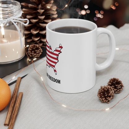 USA Map Flag 250 Years of Freedom Coffee Mug – Patriotic America Outline Mug – Red White Blue USA Silhouette Mug 11oz