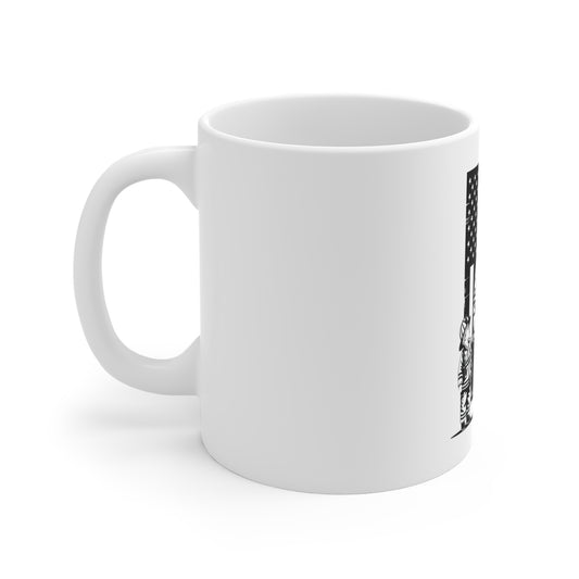 Firefighter American Flag Mug – Thin Red Line Fireman Coffee Mug – Patriotic Firefighter Tribute Cup – USA Hero Mug Mug 11oz