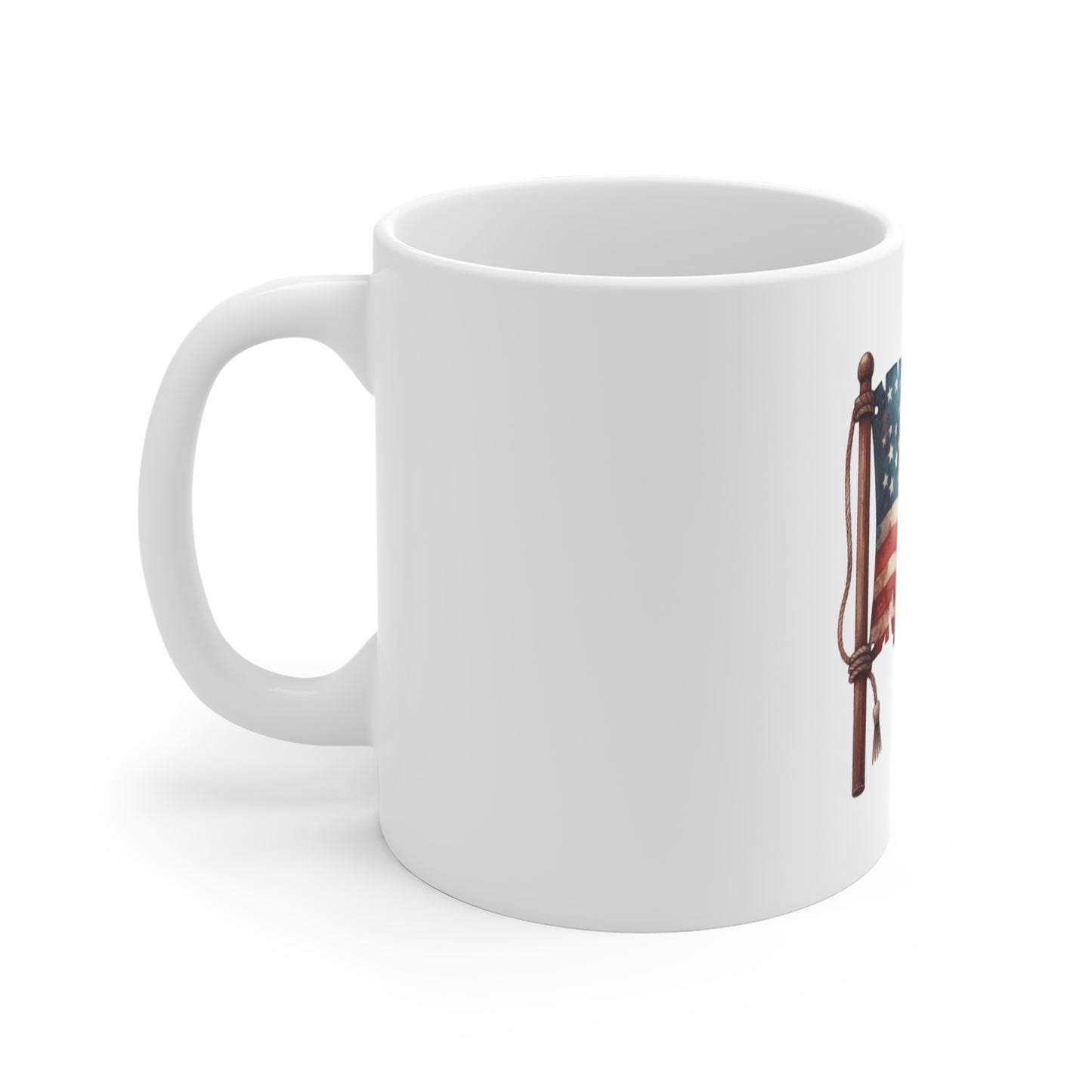 11oz Flag Mug — Vintage American Flag Coffee Cup (Patriotic Fourth of July Gift)