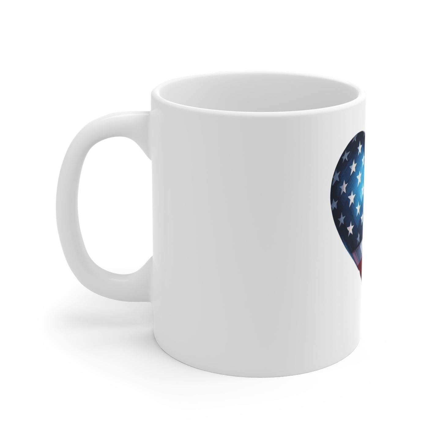 Patriotic Heart Coffee Mug – American Flag Heart Mug – Watercolor USA Love Cup – Red White Blue Heart Mug  11oz