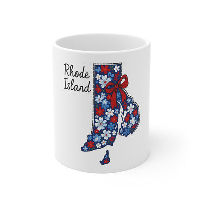 Rhode Island Floral State Map 11oz Mug