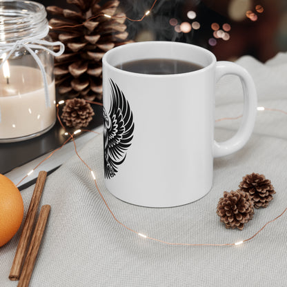 Black Eagle Wings Coffee Mug – Stealth American Eagle Mug – Minimalist Spread Wings Eagle Cup – Patriotic Tactical Mug Mug 11oz