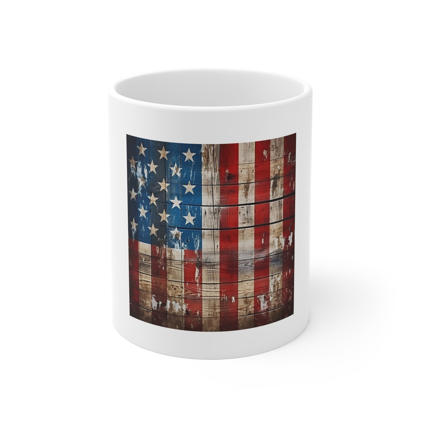 Patchwork American Flag Wood Coffee Mug – Distressed Panel USA Flag Mug – Rustic Mixed Wood Patriotic Cup – Vintage Americana Gift American Flag Rustic Wood 11oz Mug — Patriotic USA Coffee Cup for...