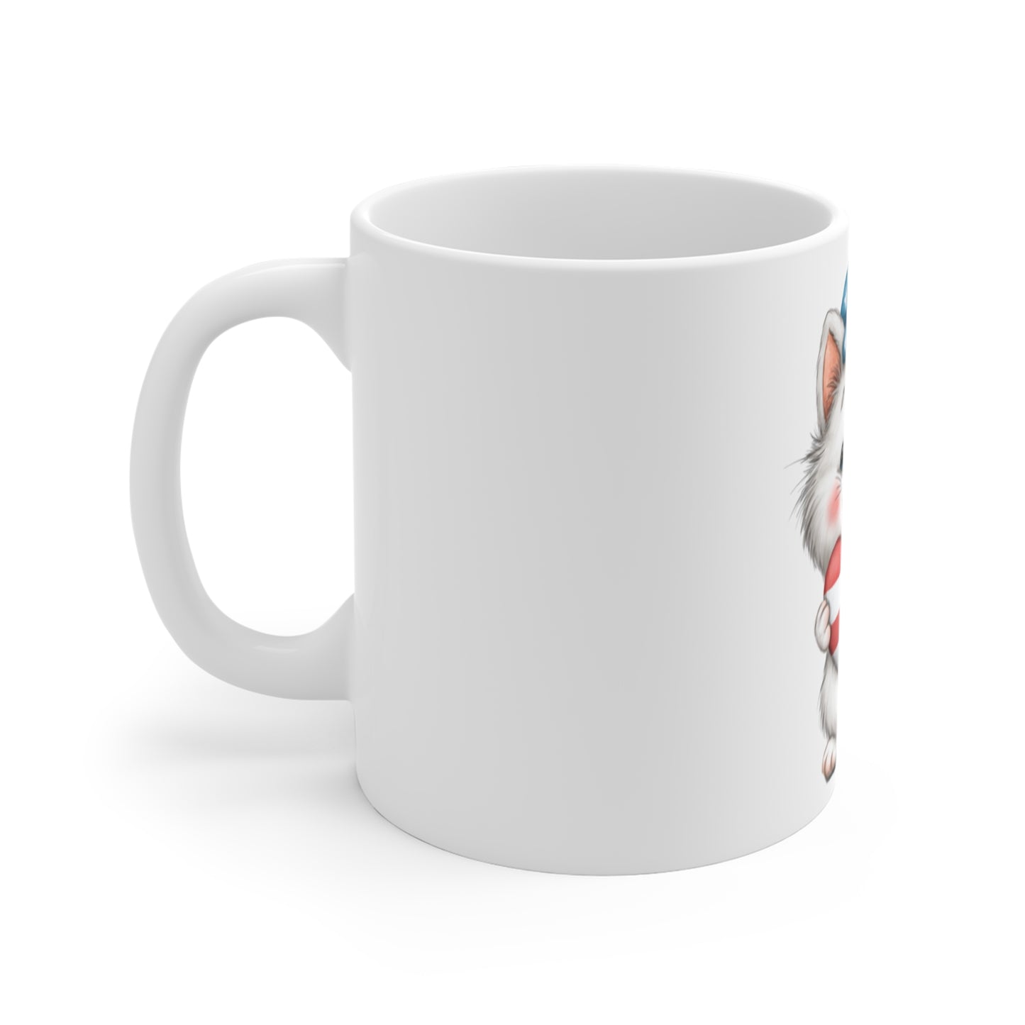 Patriotic Kitten Heart Coffee Mug – Cute 4th of July Cat Mug – Red White Blue Heart Cat Cup – Adorable Americana Gift Mug Patriotic Cute Kitten Mug — 11oz USA Heart & Stars Coffee Cup