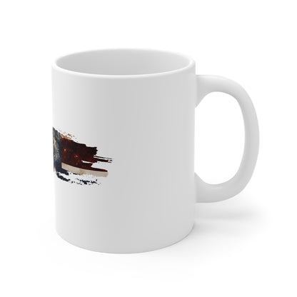 Distressed USA Flag Brush Stroke Mug – Vintage American Flag Coffee Cup – Soft Worn Patriotic Design Mug 11oz