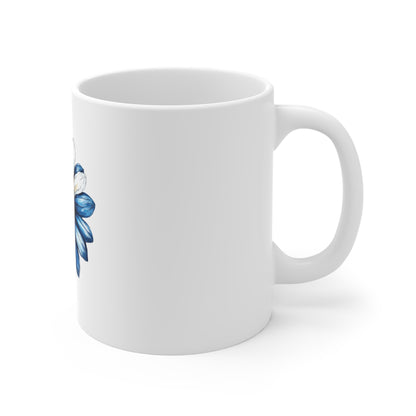 Patriotic Daisy 11oz Mug — Red, White & Blue Flower Coffee Cup