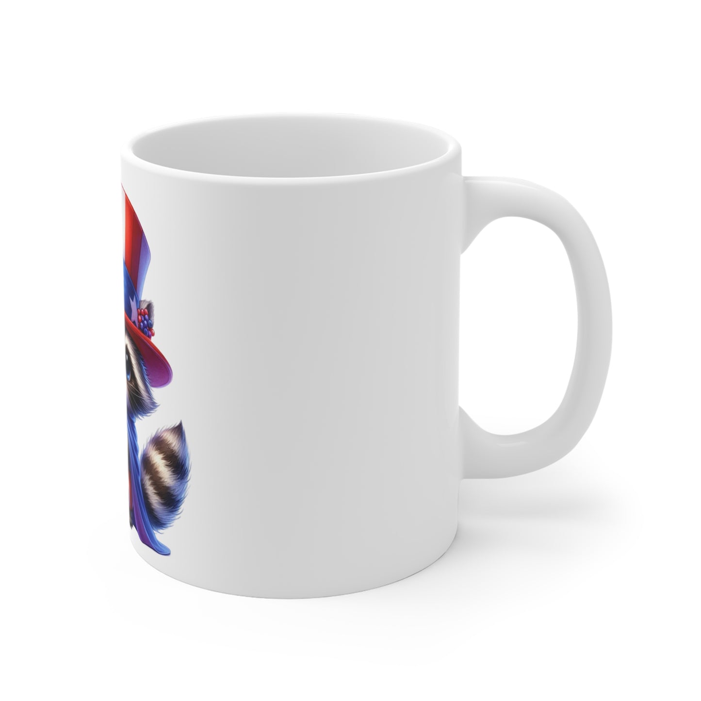 Cute Patriotic Raccoon Coffee Mug – Uncle Sam Animal Mug – Americana Flag Mug – Adorable USA Character Gift Cup 11oz