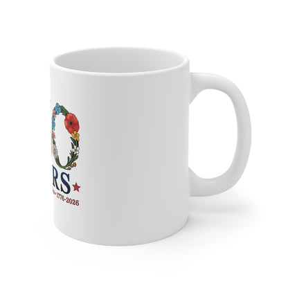 260 Years Floral Anniversary Mug — United States of America 1776–2036 Commemorative Coffee Cup