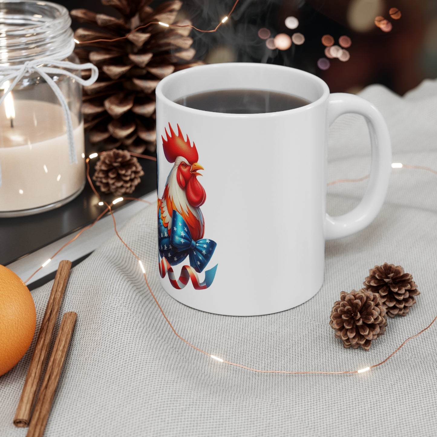 Patriotic Rooster Coffee Mug – American Flag Rooster Mug – Colorful Americana Farmhouse Art Cup – Unique USA Gift Mug Patriotic Rooster Coffee Mug – 11oz USA Flag Farmhouse Kitchen Gift