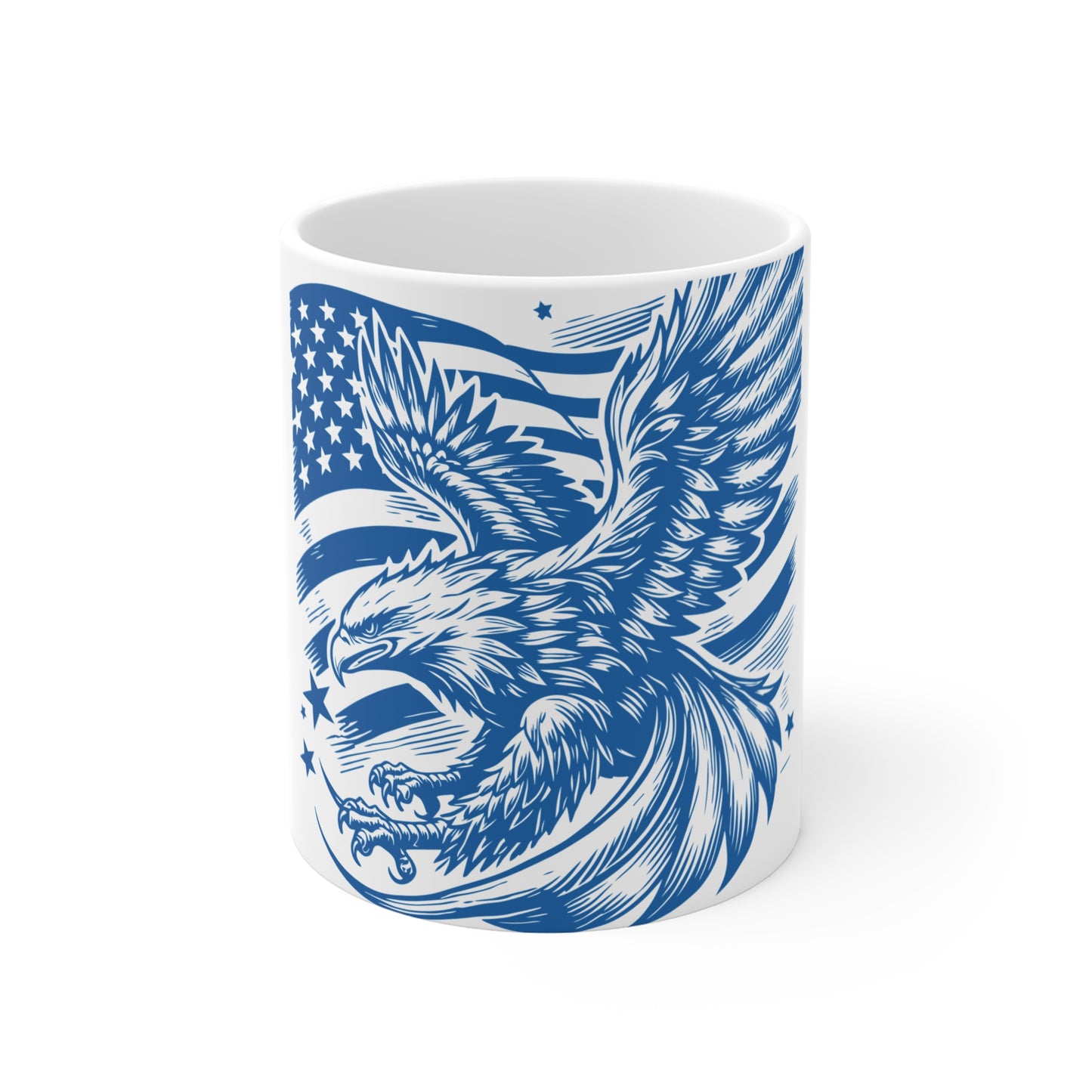 Patriotic Eagle Coffee Mug – Bold Americana Eagle Mug – USA Flag Eagle Art Cup – Strong American Pride Mug 11oz