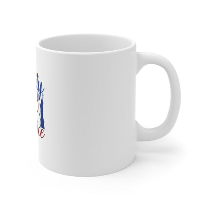 Liberty and Justice Mug — Patriotic 11oz Coffee Cup (Statue of Liberty)