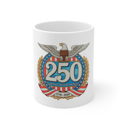 250th Anniversary USA Mug — 1776–2026 Patriotic Eagle Coffee Cup
