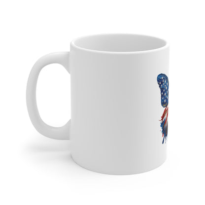 Patriotic Butterfly Mug - American Flag Watercolor 11oz
