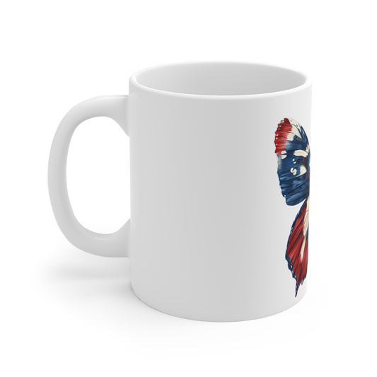 Patriotic Brushstroke Butterfly Mug – Red White Blue Abstract Butterfly Coffee Mug – Artistic Americana Cup – Bold Freedom Art Mug Mug 11oz
