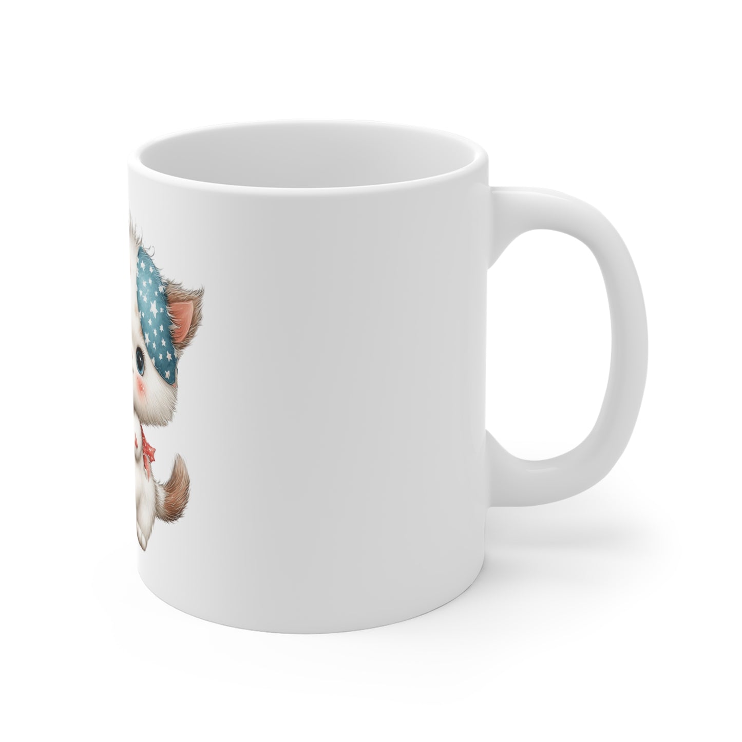 Cute Patriotic Kitten Balloon Mug – 4th of July Cat Coffee Mug – Red White Blue Kawaii Style Mug – Adorable Americana Gift Cup Patriotic Kitty 11oz Mug – Cute Cat with Stars & Stripes Balloon, Fourth...
