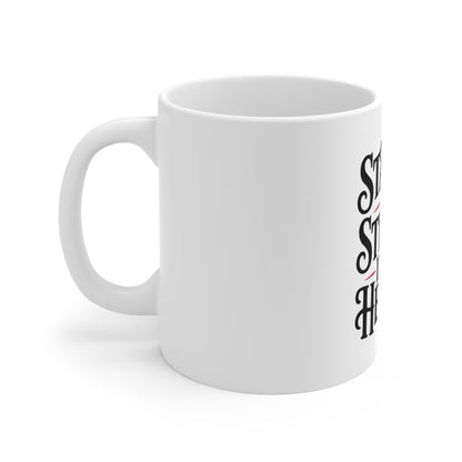 Patriotic 'Stars and Stripes in Our Hearts' 11oz Coffee Mug — Fourth of July USA Flag Heart Design