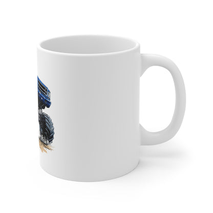 American Flag Monster Truck Coffee Mug – Patriotic Off-Road Truck Mug – USA Flag Truck Design – Rugged Americana Gift Mug 11oz