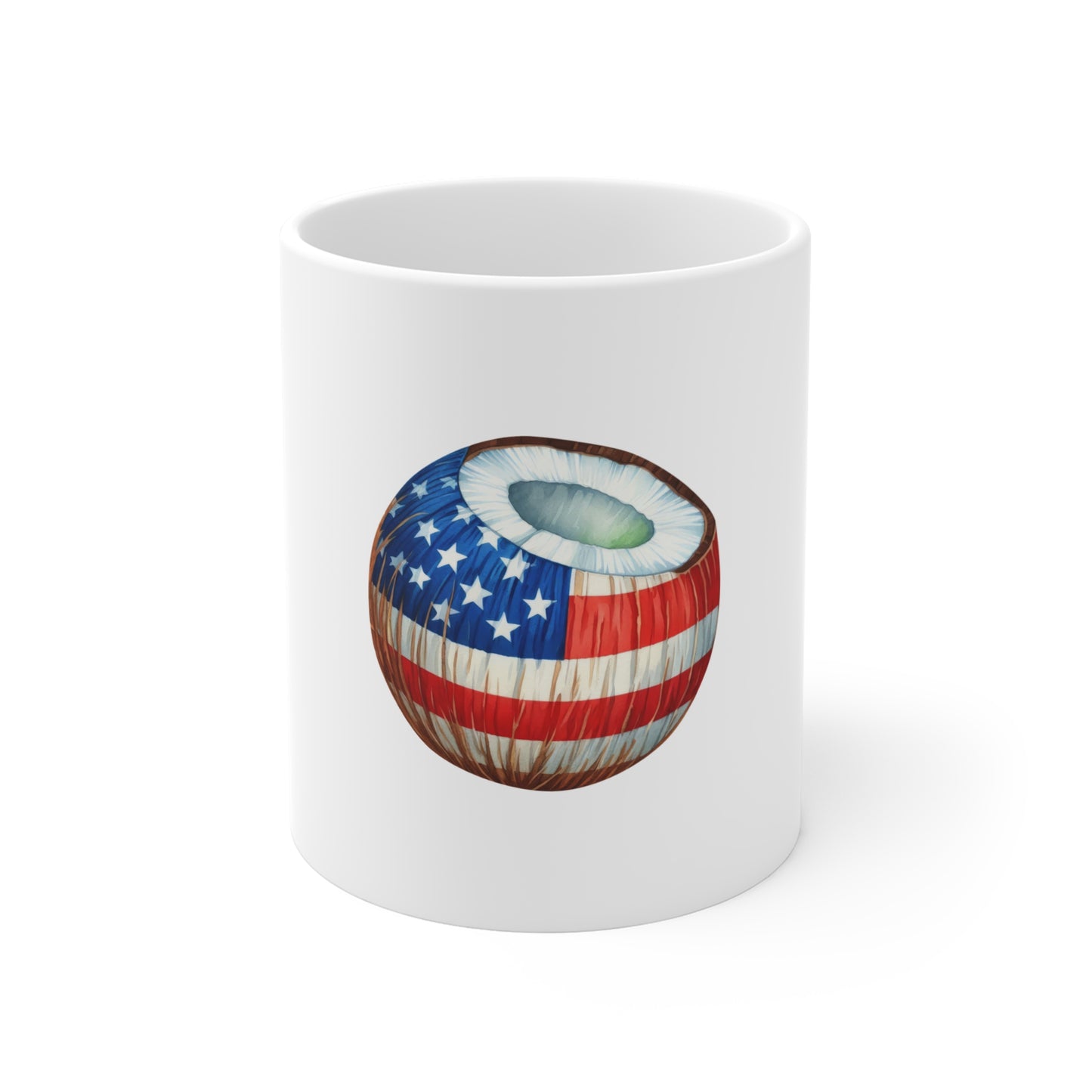 American Flag Coconut Mug — Patriotic 11oz Coffee Cup