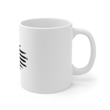 Black Torn American Flag Coffee Mug – Distressed USA Flag Mug – Rugged Stealth Patriotic Cup – Grunge Americana Gift Mug 11oz