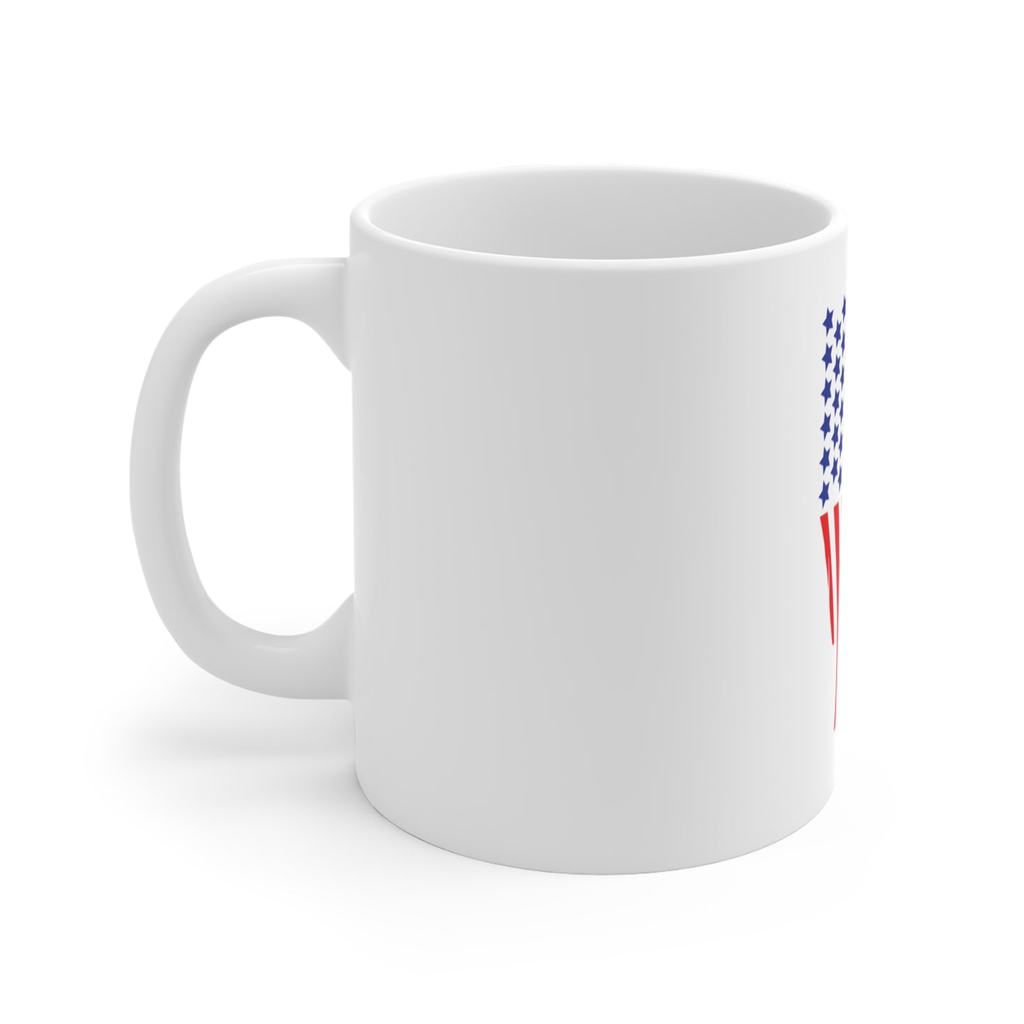 Wavy Vertical American Flag Coffee Mug – Distressed USA Flag Mug – Flowing Patriotic Stripe Cup – Red White Blue Gift Mug 11oz