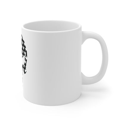 Black American Skull Stars Coffee Mug – Minimalist USA Skull Mug – Stealth Patriotic Skull Cup – Modern Americana Gift Mug 11oz