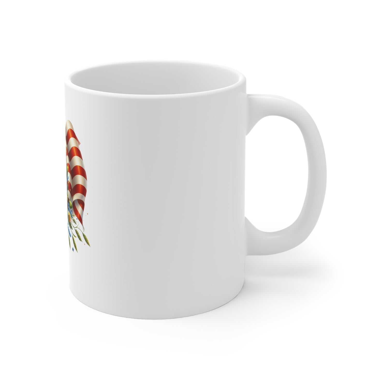 Sunflower & American Flag 11oz Mug — Patriotic Floral Coffee Cup
