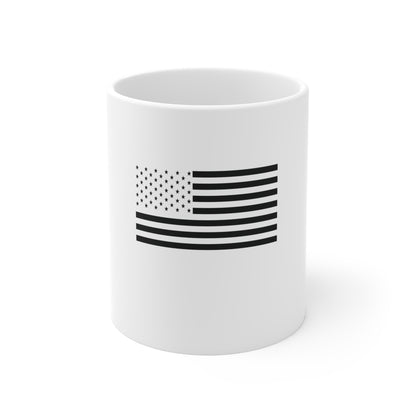 Blacked-Out American Flag Coffee Mug – Stealth USA Flag Mug – Minimalist Patriotic Black Flag Cup – Tactical Style Americana Gift Mug 11oz