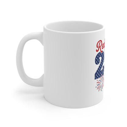 Red White & 250 Coffee Mug – Patriotic 1776–2026 Anniversary Mug – Vintage Americana Fireworks USA Cup – Independence Day Gift Mug 11oz