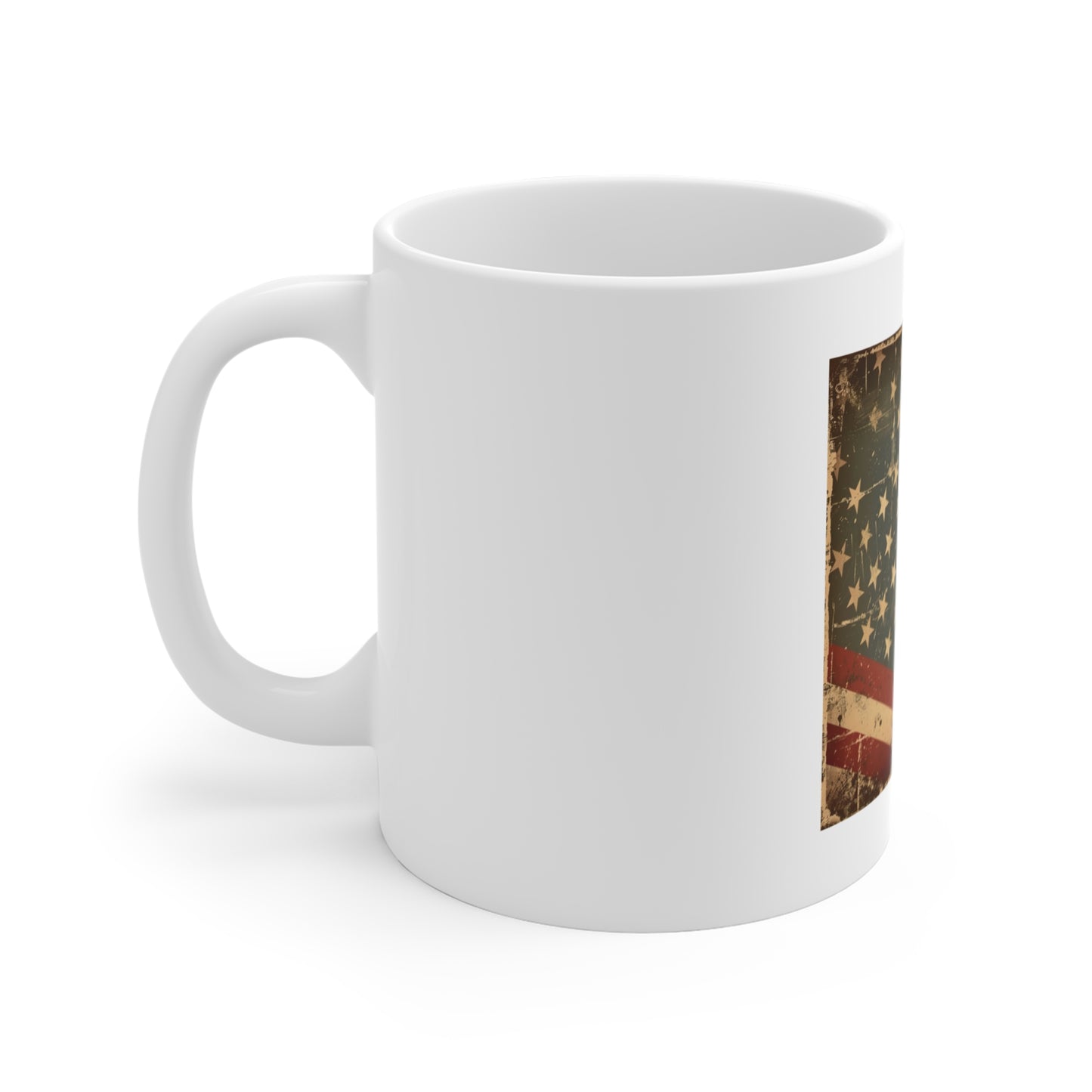 Vintage American Flag Coffee Mug – Distressed Patriotic USA Mug – Rustic Americana Stars & Stripes Cup – Classic Heritage Gift