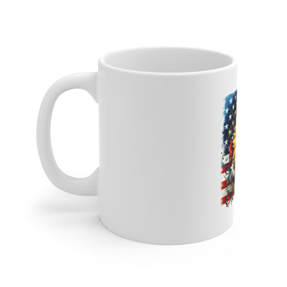 American Sunflower Mug — Patriotic Flag Floral Coffee Cup (11 oz)