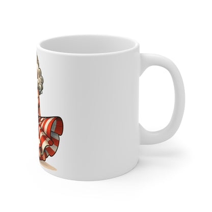 Patriotic Pin-Up Classic Beauty Mug – Vintage Americana Woman Coffee Mug – Retro USA Flag Dress Cup – Timeless American Girl Mug – Fourth of July Gift Patriotic Pin-Up Girl Mug – 11oz American Flag...