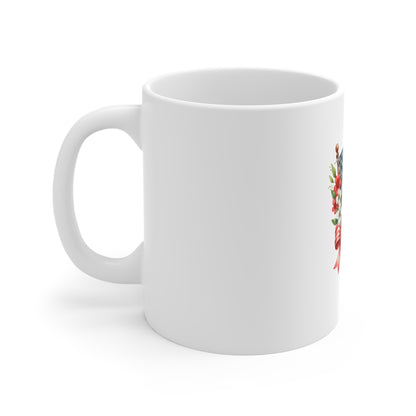 American Flag Floral Mug - Patriotic 11oz Coffee Cup