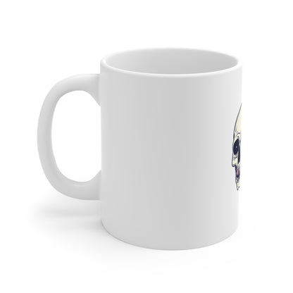 Skull & American Flag Coffee Mug — 11oz Patriotic Gothic Tea Cup