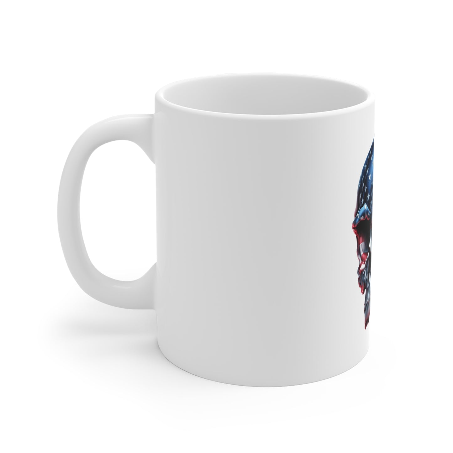 Patriotic Eagle Skull Coffee Mug – American Flag Eagle Skull Mug – USA Freedom Power Mug 11oz