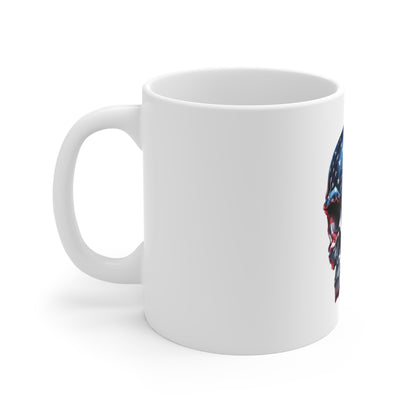 Patriotic Eagle Skull Coffee Mug – American Flag Eagle Skull Mug – USA Freedom Power Mug 11oz