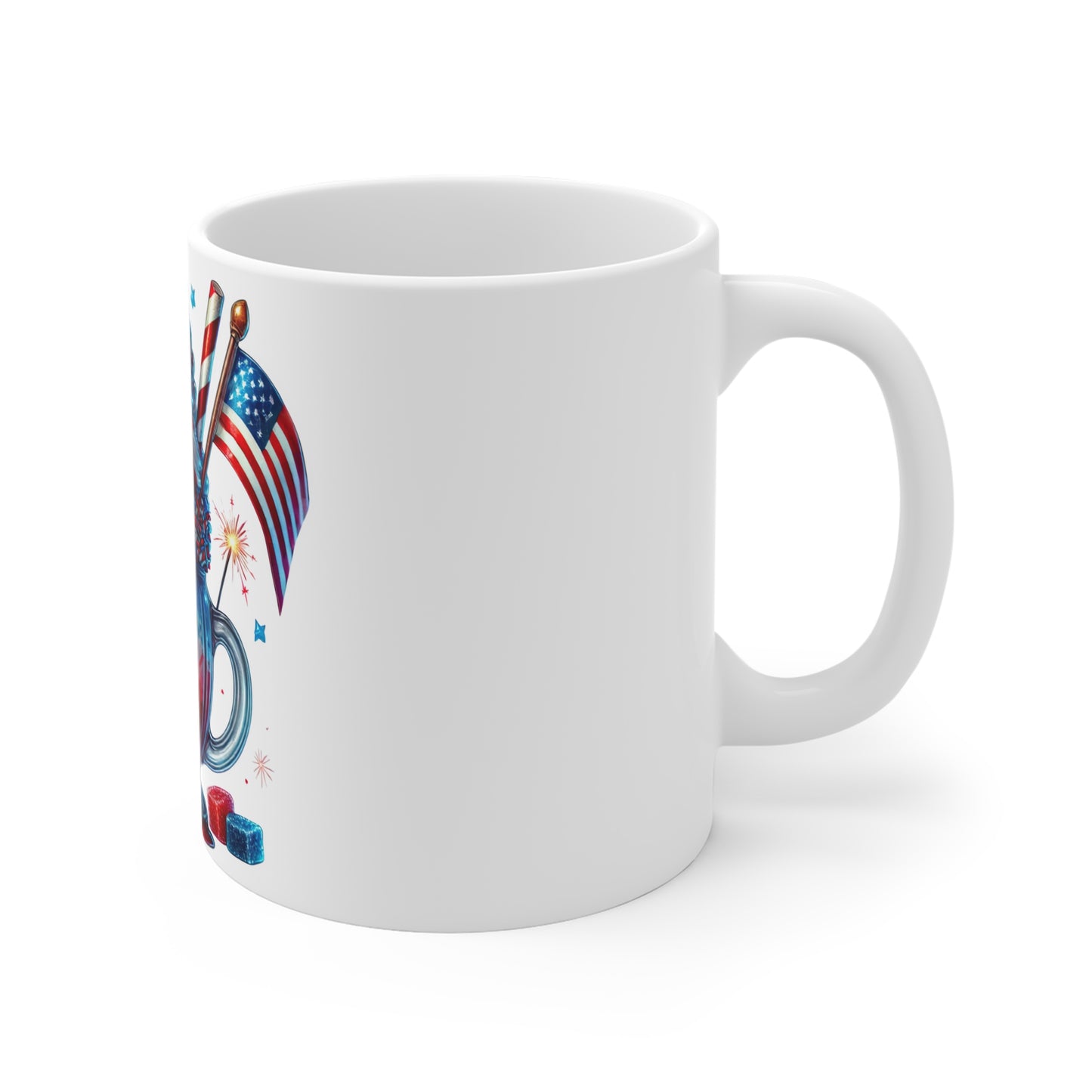 Patriotic Fireworks Milkshake Coffee Mug – 4th of July Dessert Mug – Red White Blue Americana Mug – Festive Summer Celebration Cup 4th of July Patriotic Dessert Mug — Red White & Blue Ice Cream Float...