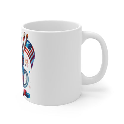 Patriotic Fireworks Milkshake Coffee Mug – 4th of July Dessert Mug – Red White Blue Americana Mug – Festive Summer Celebration Cup 4th of July Patriotic Dessert Mug — Red White & Blue Ice Cream Float...