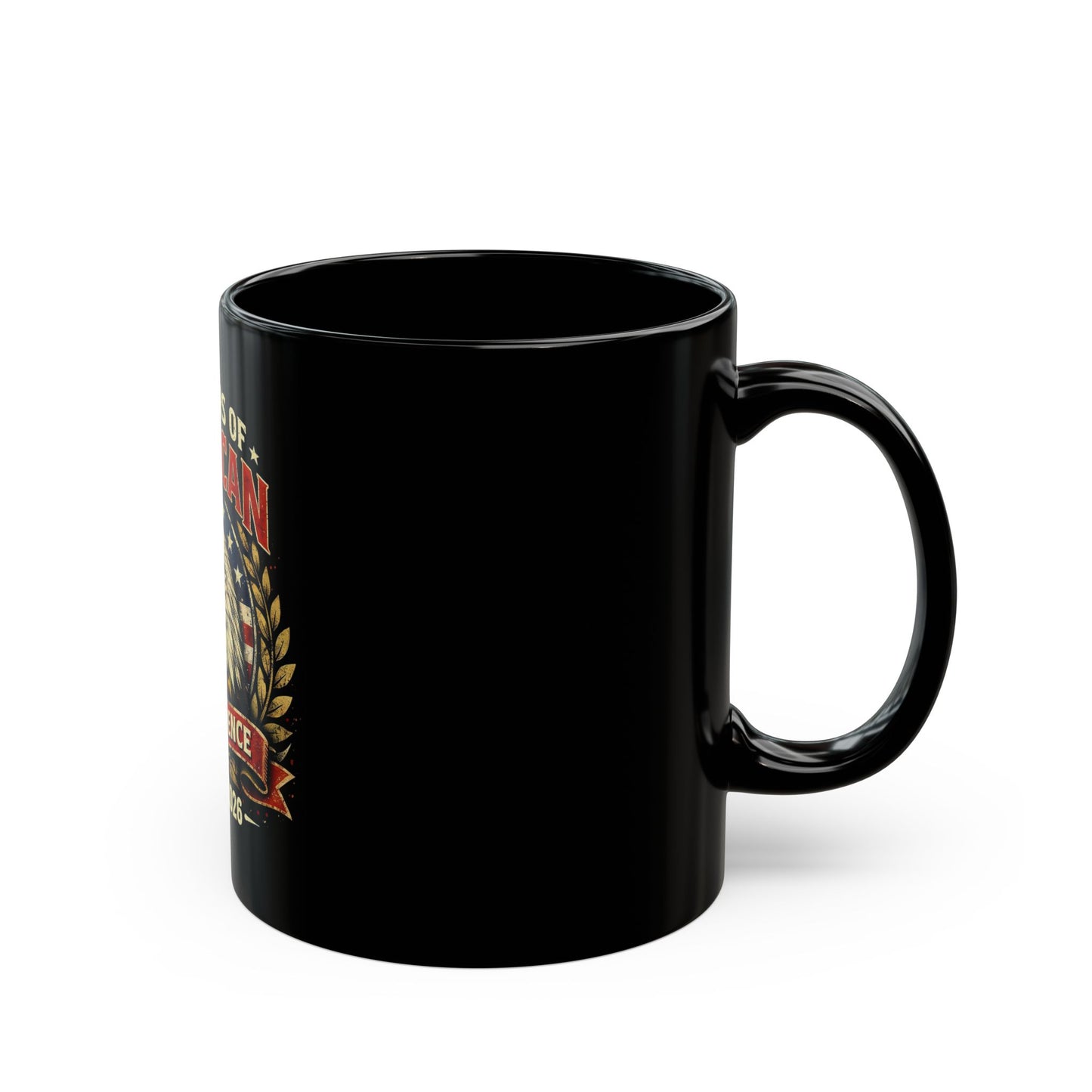 11oz/15oz Black Mug — "250 Years of American Independence" July 4th 2026 Patriotic Eagle Coffee Cup