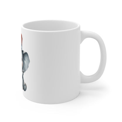Cute Patriotic Elephant Coffee Mug – Uncle Sam Elephant Mug – Minimal Americana Animal Cup – Adorable USA Gift Mug 11oz