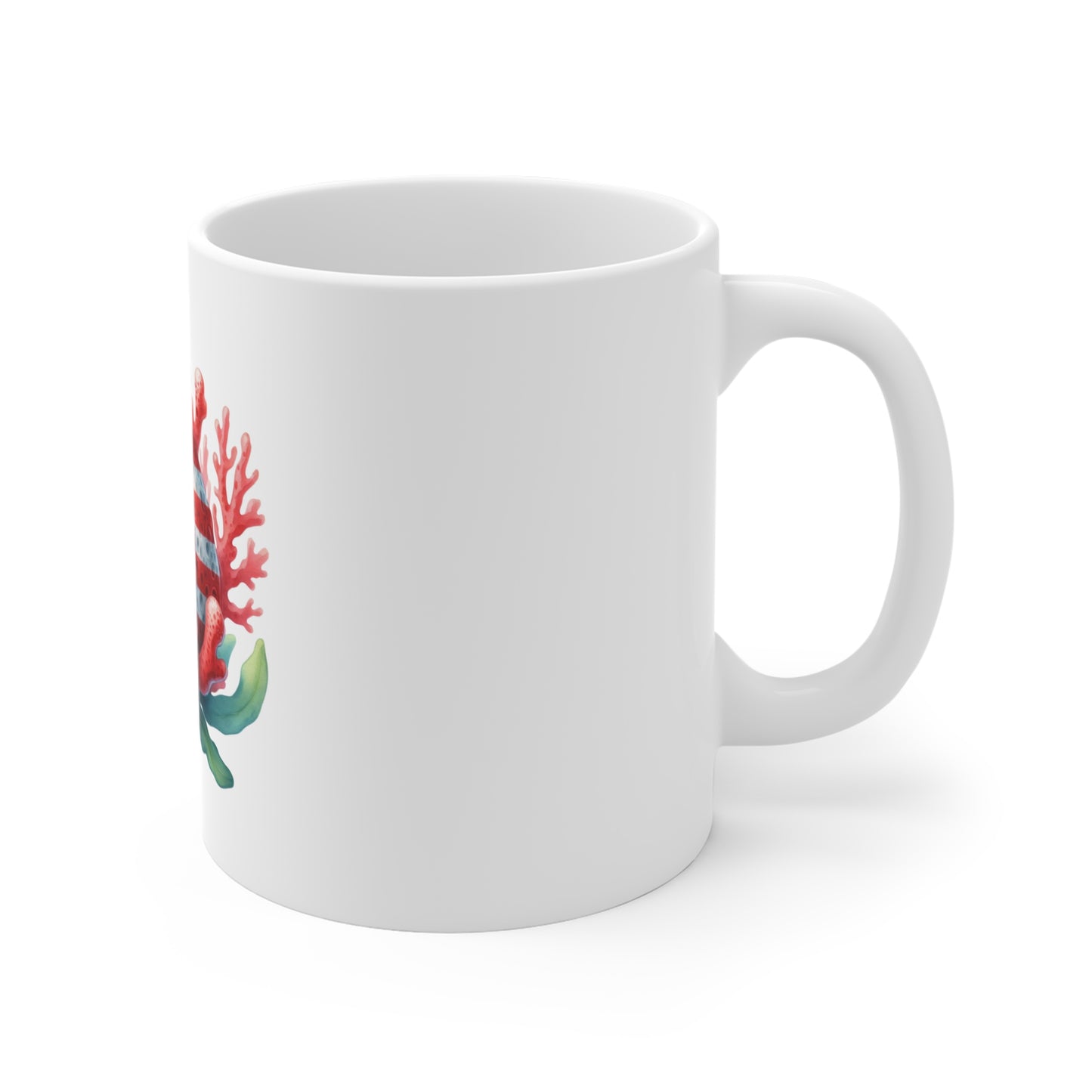 American Flag Coral Reef Mug — Patriotic Ocean Coffee Cup (11oz)